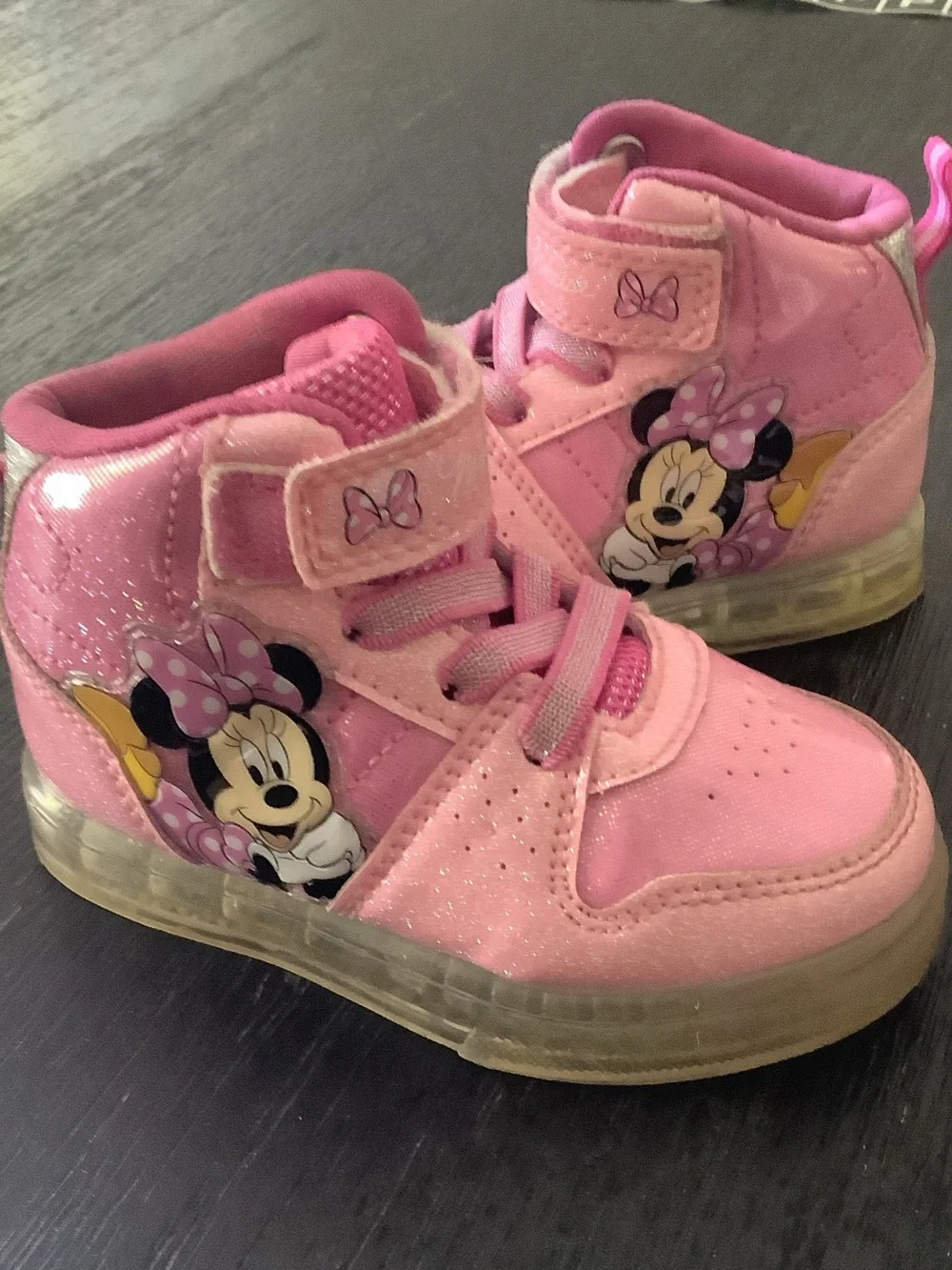 Disney Pink Minnie Mouse Light-Up High-Top Sneakers for Kids